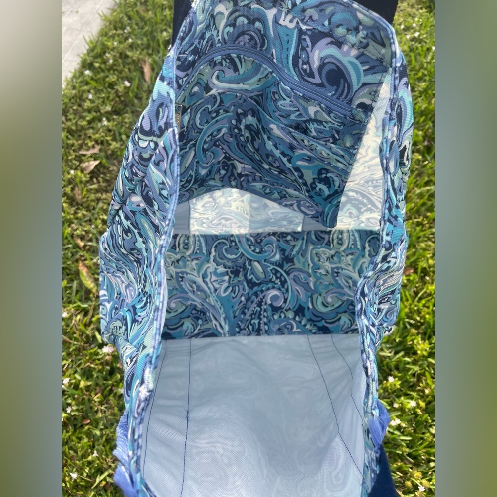 ISAAC MIZRAHI LIVE Bridgehampton Tote In Blue Paisley - Picture 11 of 12